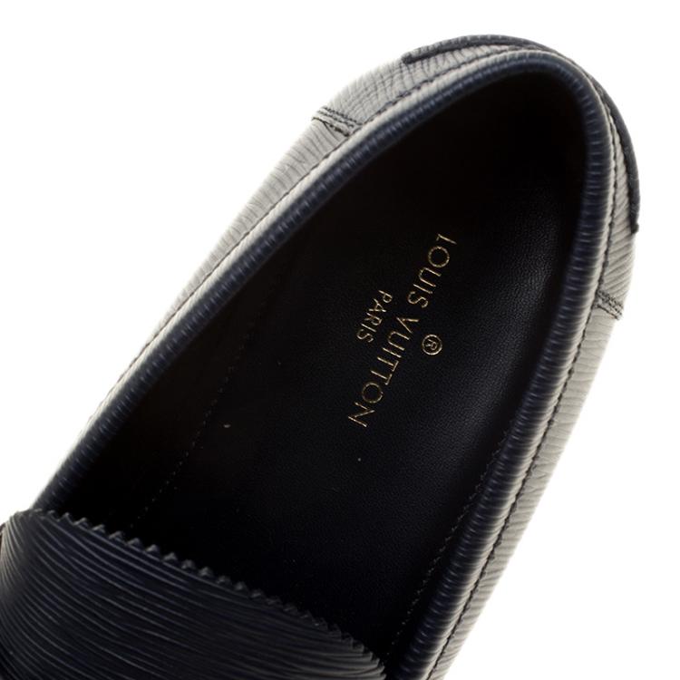 Pre Owned Louis Vuitton Navy Blue Epi Leather Major Loafers Size 42