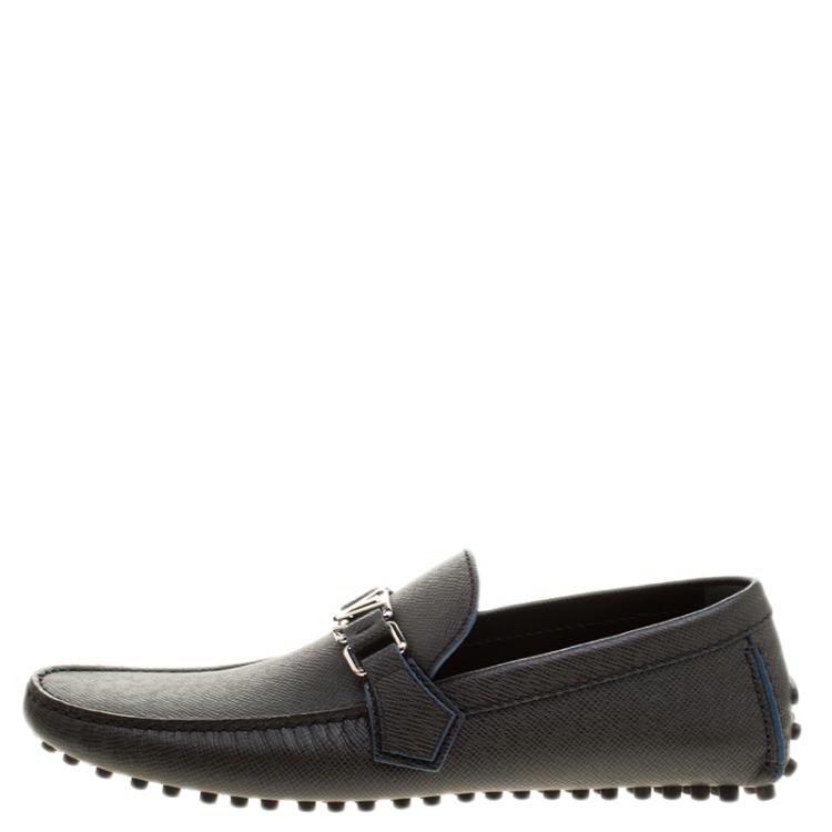 Pre Owned Louis Vuitton Black Leather Hockenheim Loafers Size 41