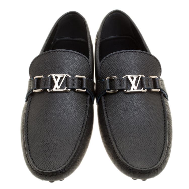 Pre Owned Louis Vuitton Black Leather Hockenheim Loafers Size 41
