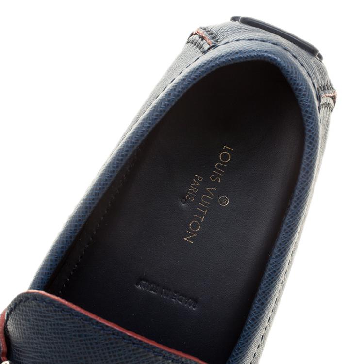 Pre Owned Louis Vuitton Blue Leather Hockenheim Loafers Size 43