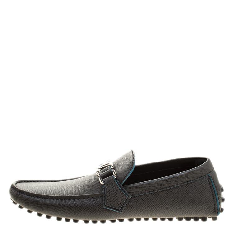 Pre Owned Louis Vuitton Black Leather Hockenheim Loafers Size 40
