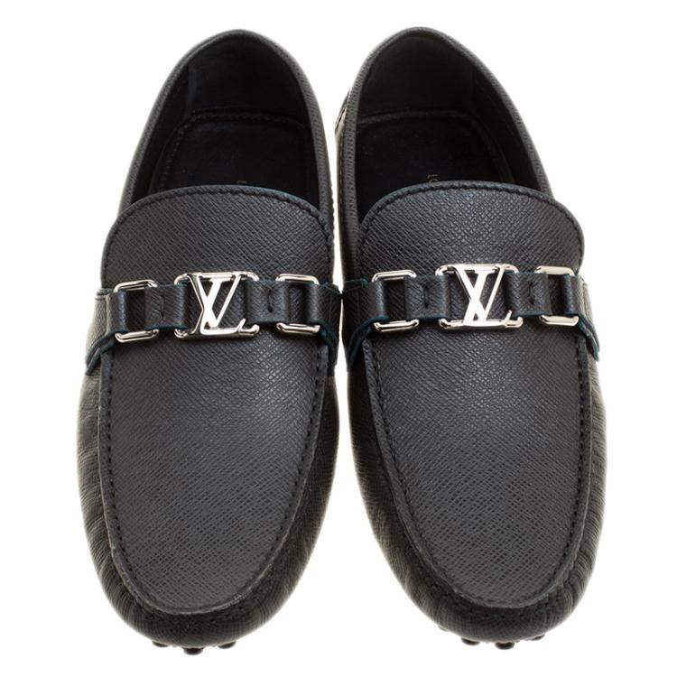 Pre Owned Louis Vuitton Black Leather Hockenheim Loafers Size 40