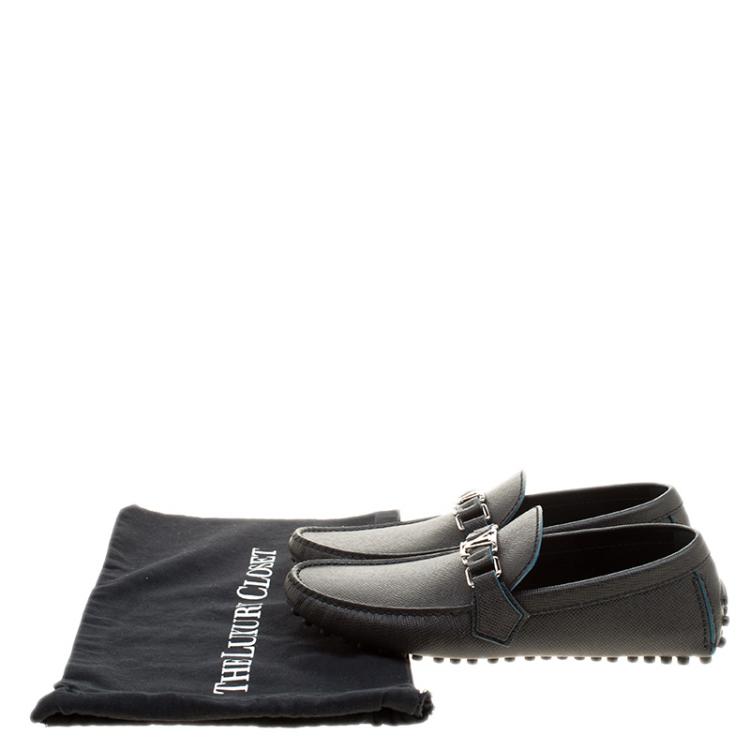 Pre Owned Louis Vuitton Black Leather Hockenheim Loafers Size 40