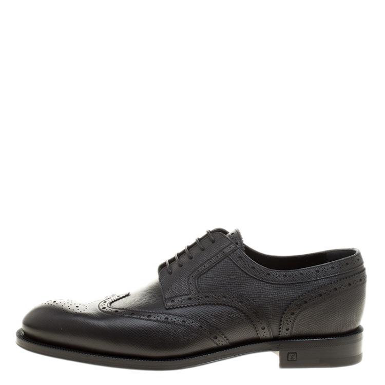 Pre Owned Louis Vuitton Black Brogue Leather Marquis Derby Size 42
