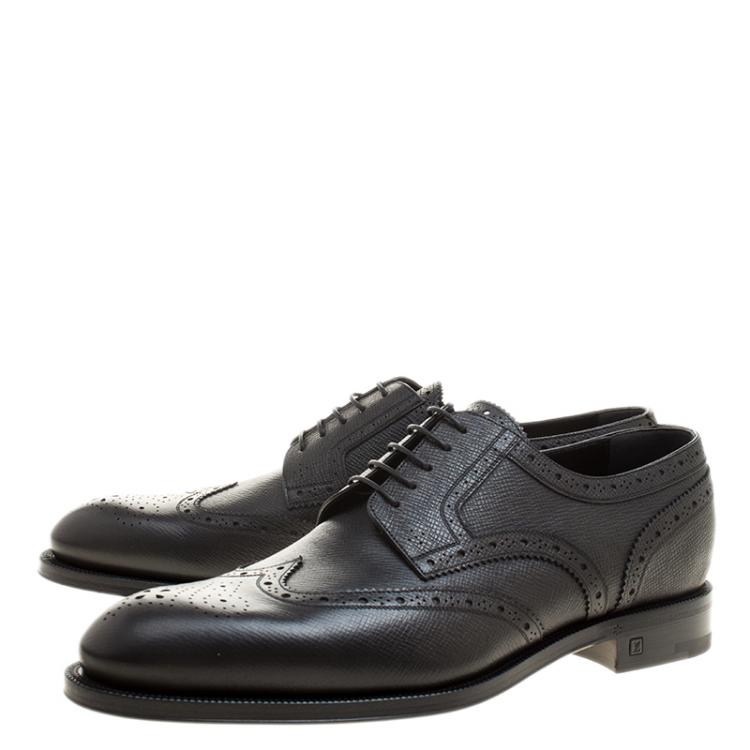 Pre Owned Louis Vuitton Black Brogue Leather Marquis Derby Size 42