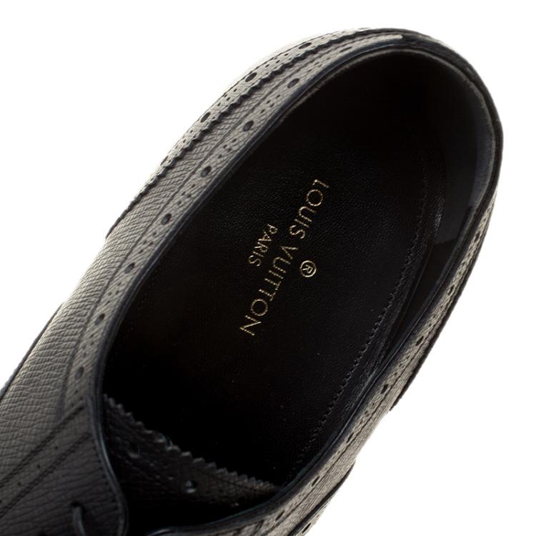 Pre Owned Louis Vuitton Black Brogue Leather Marquis Derby Size 42