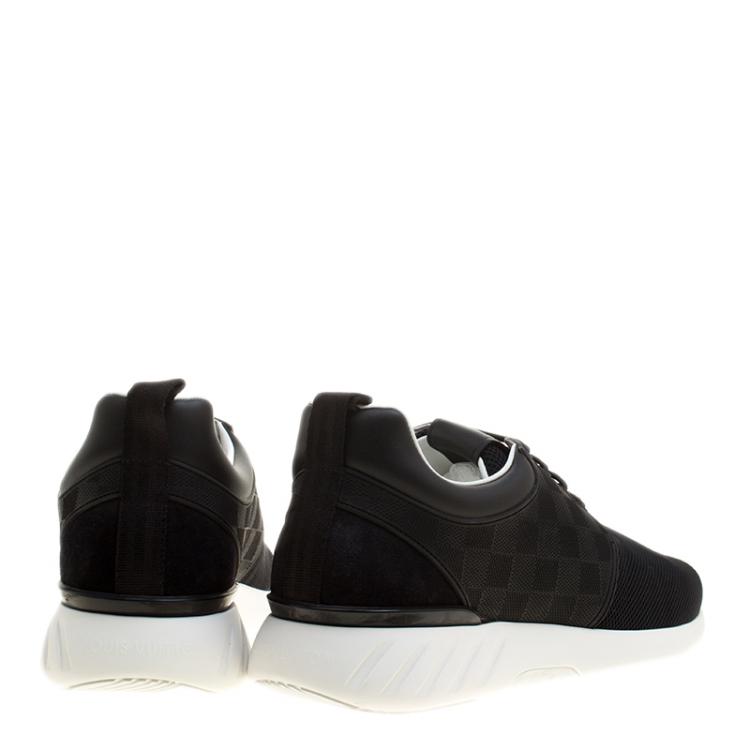 Pre Owned Louis Vuitton Black Damier Infini Leather and Mesh Fastlane Sneakers Size 43.5