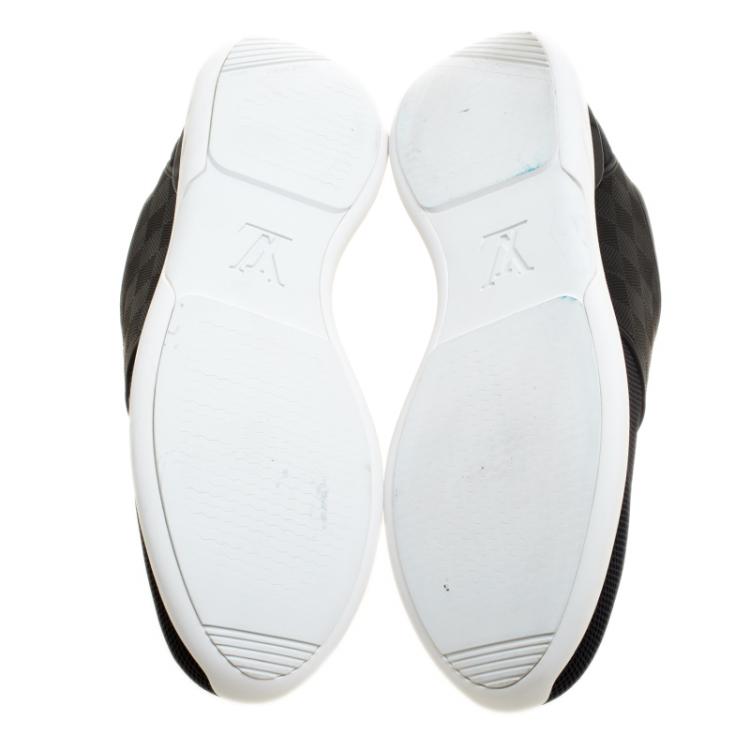 Pre Owned Louis Vuitton Black Damier Infini Leather and Mesh Fastlane Sneakers Size 43.5