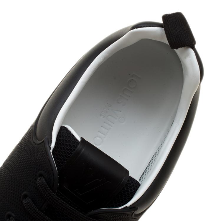 Pre Owned Louis Vuitton Black Damier Infini Leather and Mesh Fastlane Sneakers Size 43.5