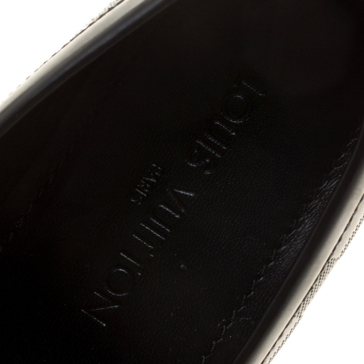 Pre Owned Louis Vuitton Black Damier Embossed Outline Loafers Size 41