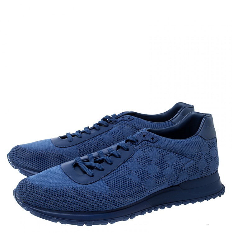 مملوكة مسبقًا Louis Vuitton Blue Damier Mesh Run Away Lace Up Sneakers Size 45