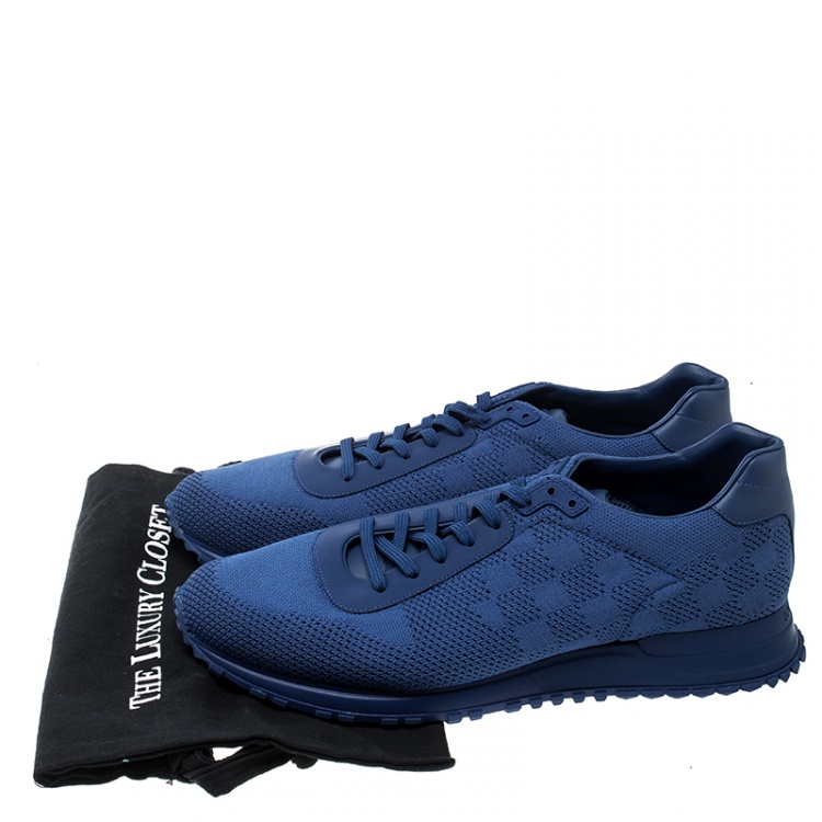 مملوكة مسبقًا Louis Vuitton Blue Damier Mesh Run Away Lace Up Sneakers Size 45