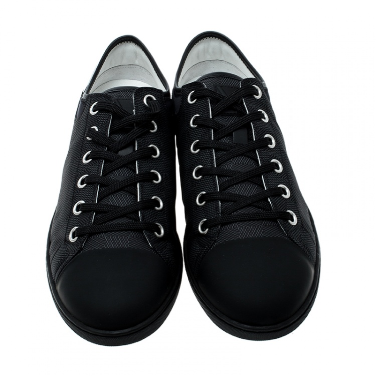 Pre Owned Louis Vuitton Damier Graphite Nylon and Leather Baseball Low Top Sneakers Size 42.5