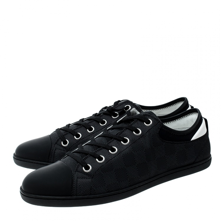 Pre Owned Louis Vuitton Damier Graphite Nylon and Leather Baseball Low Top Sneakers Size 42.5
