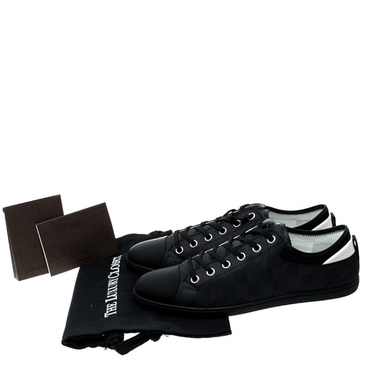 Pre Owned Louis Vuitton Damier Graphite Nylon and Leather Baseball Low Top Sneakers Size 42.5