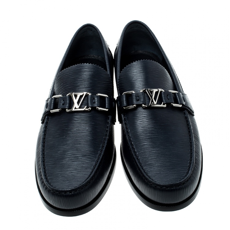 Pre Owned Louis Vuitton Blue Epi Leather Major Loafers Size 42.5