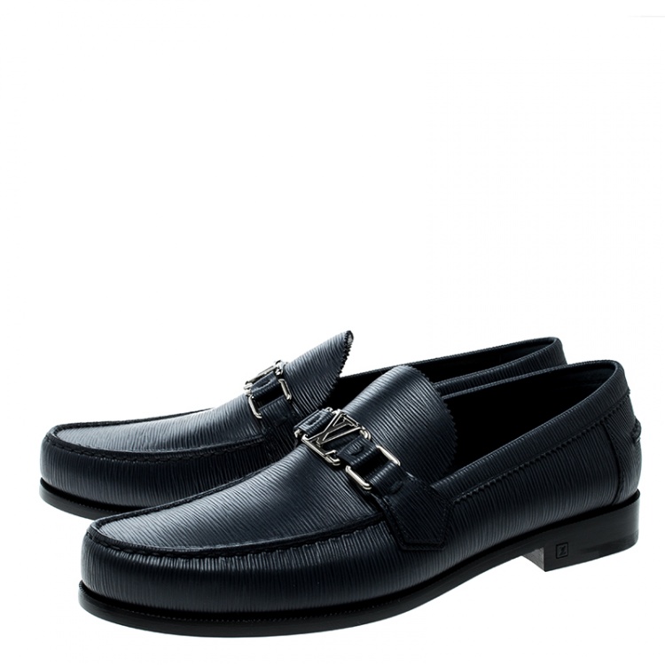 Pre Owned Louis Vuitton Blue Epi Leather Major Loafers Size 42.5