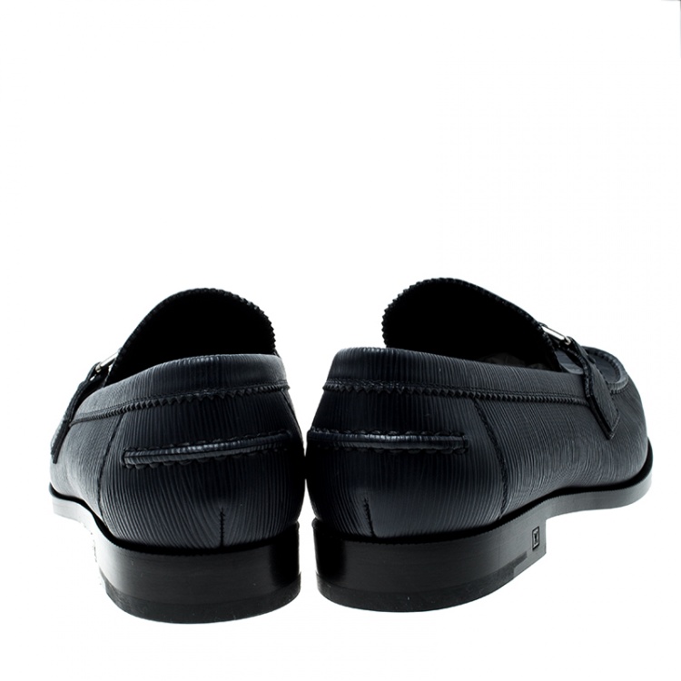 Pre Owned Louis Vuitton Blue Epi Leather Major Loafers Size 42.5