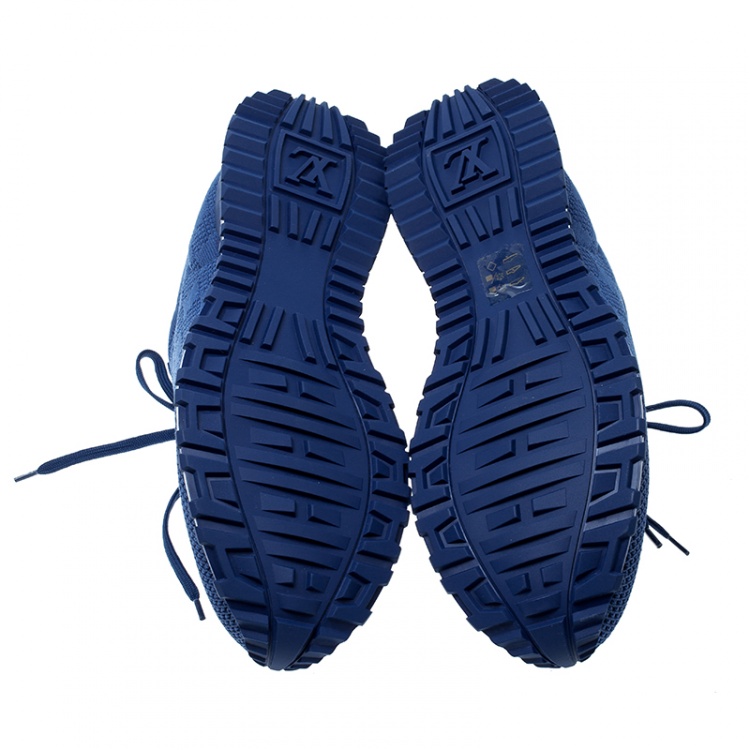 Pre Owned Louis Vuitton Blue Damier Mesh Run Away Lace Up Sneakers Size 43