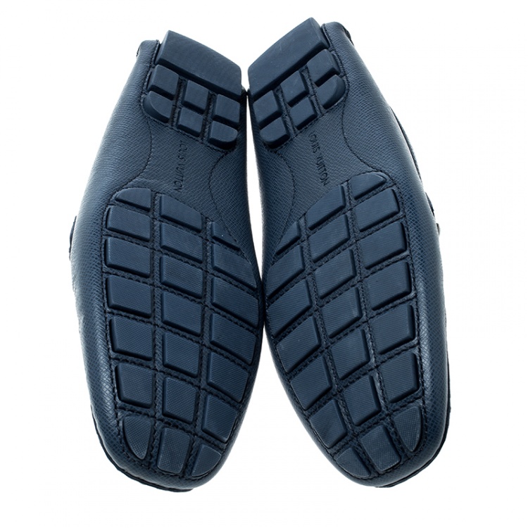 Pre Owned Louis Vuitton Blue Leather Monte Carlo Loafers Size 43
