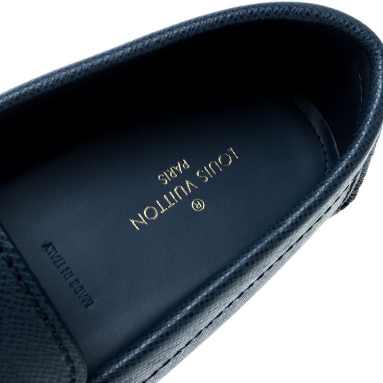 Pre Owned Louis Vuitton Blue Leather Monte Carlo Loafers Size 43