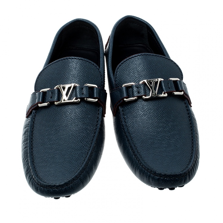 مملوكة مسبقًا Louis Vuitton Blue Leather Hockenheim Loafers Size 42.5