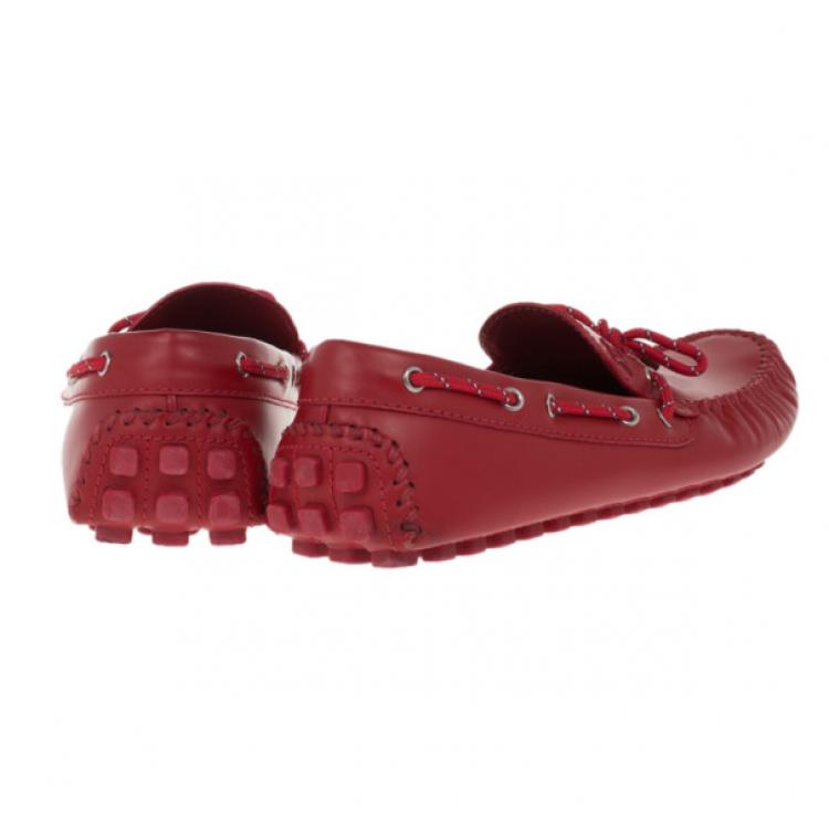 red lv loafers