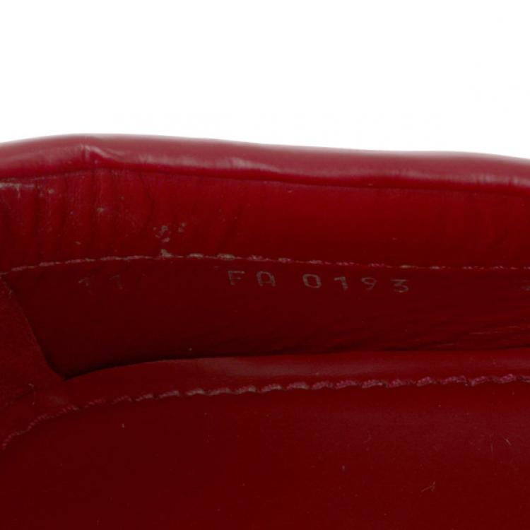 Pre Owned Louis Vuitton Red Leather Arizona Loafers Size 45