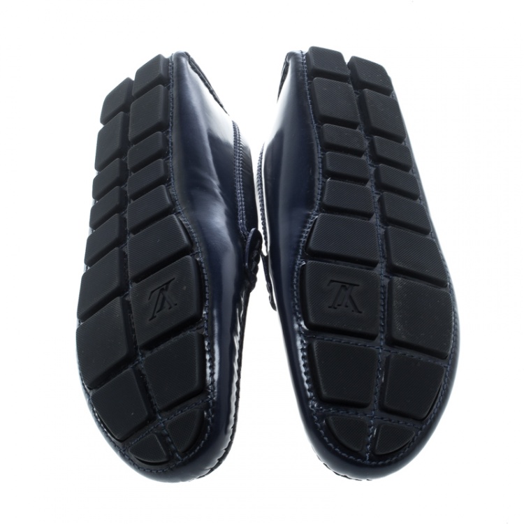 Pre Owned Louis Vuitton Blue Leather Shade Penny Loafers Size 41