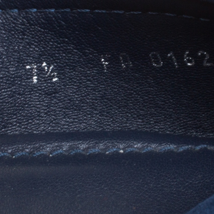 Pre Owned Louis Vuitton Blue Suede Hockenheim Loafers Size 41.5