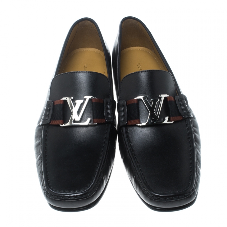 Pre Owned Louis Vuitton Black Leather Montaigne Loafers Size 43