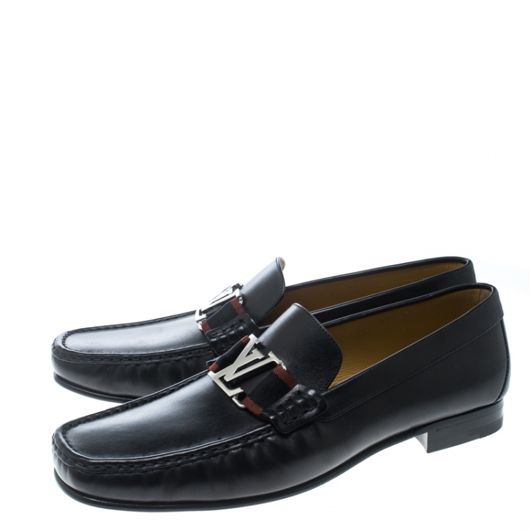 Pre Owned Louis Vuitton Black Leather Montaigne Loafers Size 43