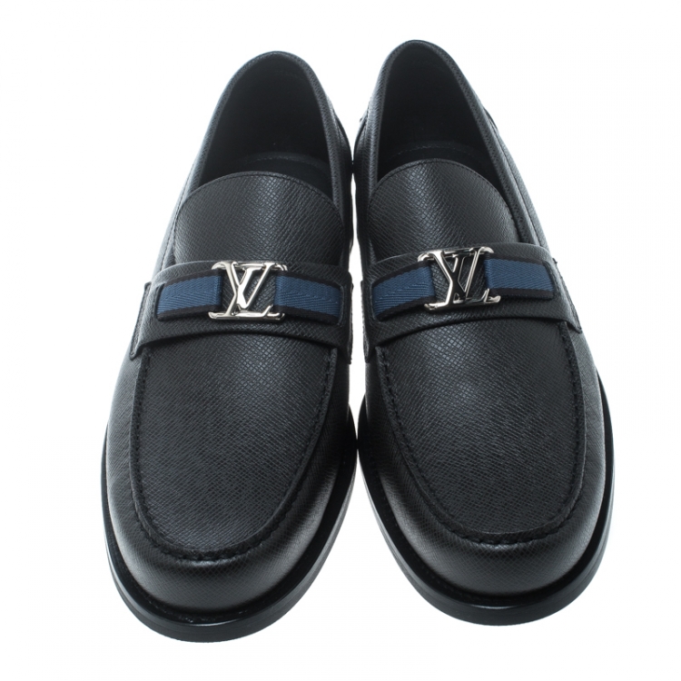 Pre Owned Louis Vuitton Ardoise Taiga Leather Major Loafers Size 43