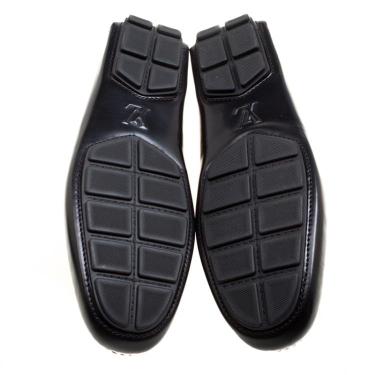 Pre Owned Louis Vuitton Black Leather Racetrack Loafers Size 43.5
