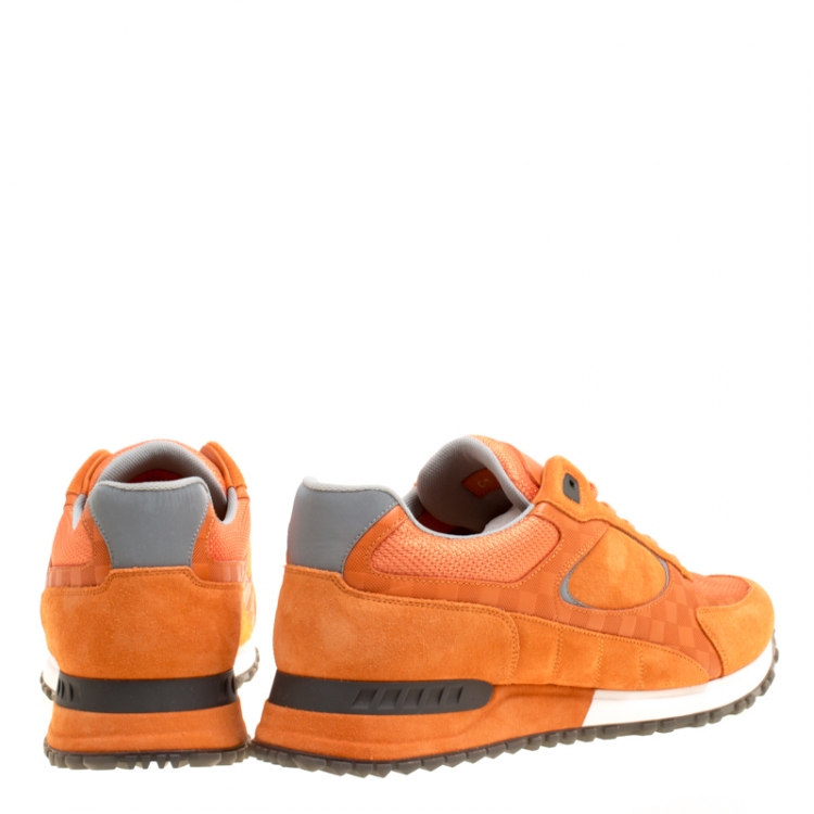 مملوكة مسبقًا Louis Vuitton Orange Suede and Mesh Lace Up Sneakers Size 41.5