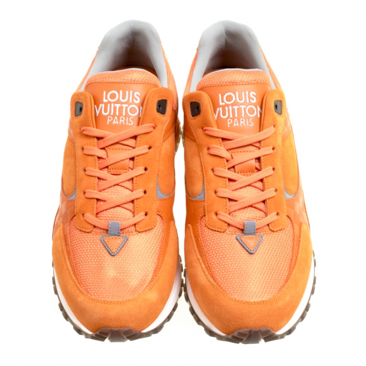 مملوكة مسبقًا Louis Vuitton Orange Suede and Mesh Lace Up Sneakers Size 41.5
