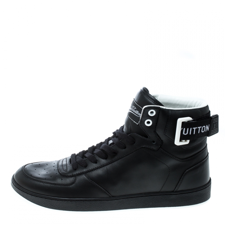 Louis Vuitton Black Leather Rivoli High Top Sneakers Size 40.5