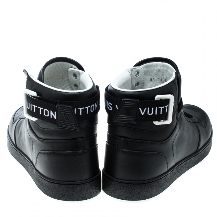 مملوكة مسبقًا Louis Vuitton Black Leather Rivoli High Top Sneakers Size 40.5
