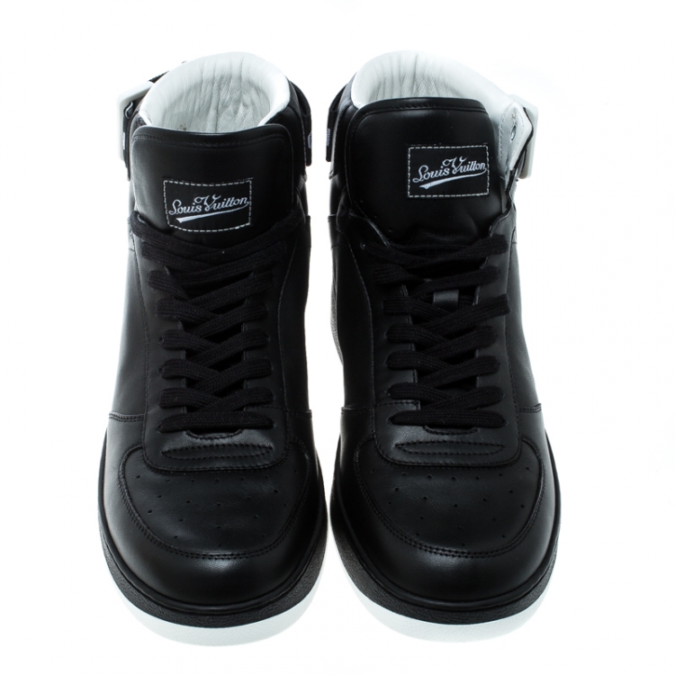 مملوكة مسبقًا Louis Vuitton Black Leather Rivoli High Top Sneakers Size 40.5