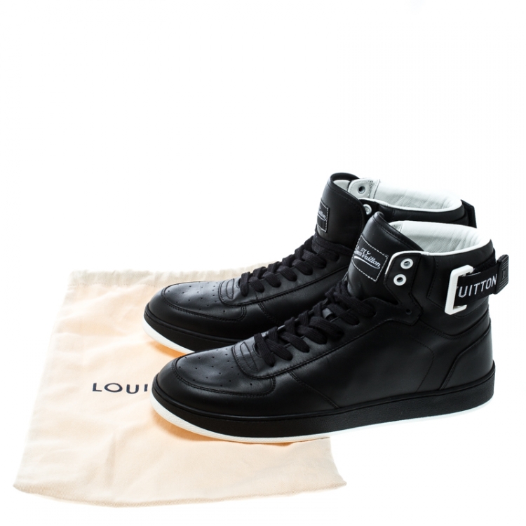مملوكة مسبقًا Louis Vuitton Black Leather Rivoli High Top Sneakers Size 40.5
