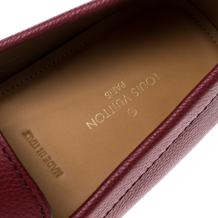 Pre Owned Louis Vuitton Red Leather Monte Carlo Loafers Size 44