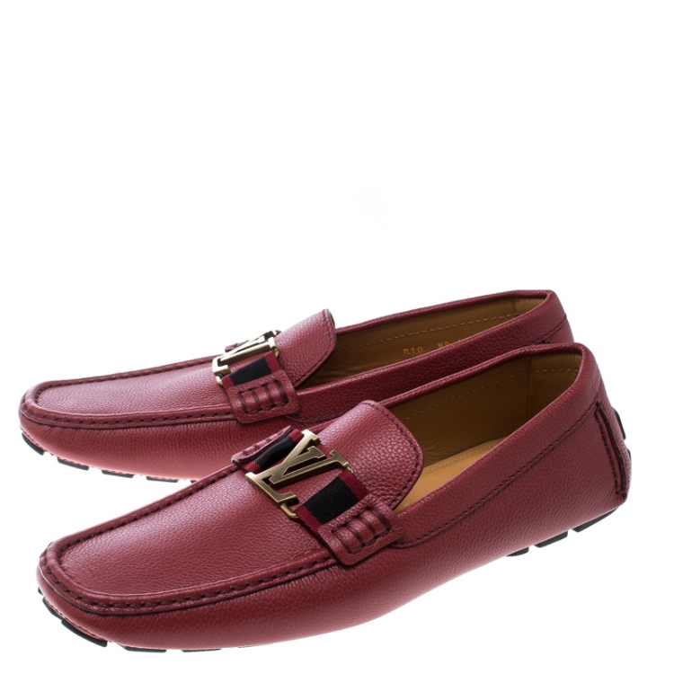Pre Owned Louis Vuitton Red Leather Monte Carlo Loafers Size 44