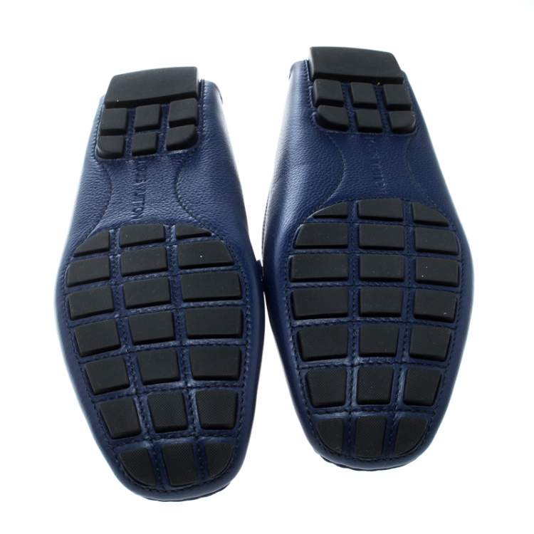 Pre Owned Louis Vuitton Blue Leather Monte Carlo Loafers Size 44