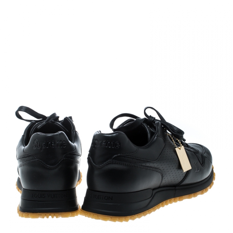 Pre Owned Louis Vuitton x Supreme Black Leather Run Away Lace Up Sneakers Size 42