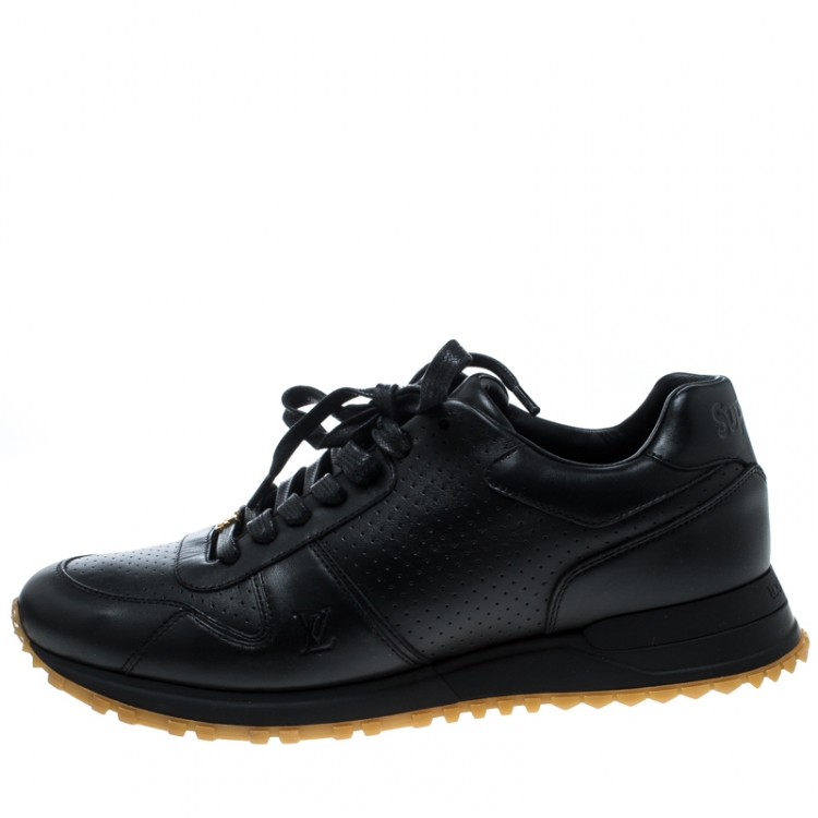 Louis Vuitton x Supreme Black Leather Run Away Lace Up Sneakers
