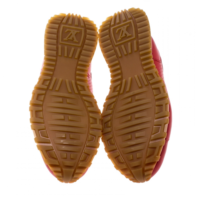 Pre Owned Louis Vuitton x Supreme Red Leather Run Away Lace Up Sneakers Size 42.5
