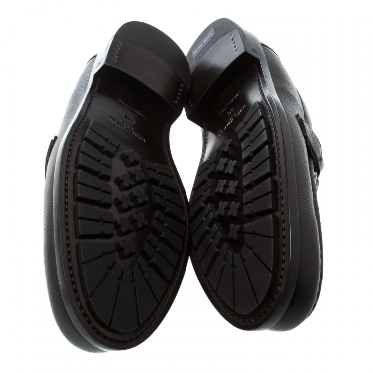 Pre Owned Louis Vuitton Brown Leather Major Loafers Size 42.5