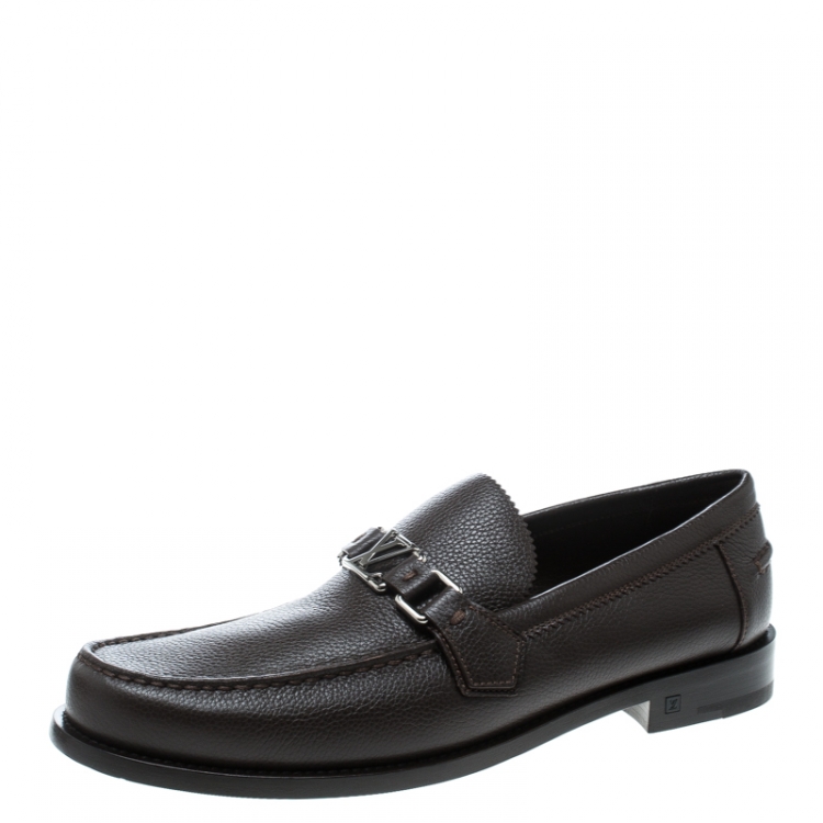Pre Owned Louis Vuitton Brown Leather Major Loafers Size 42.5