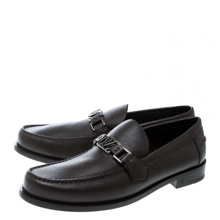 Pre Owned Louis Vuitton Brown Leather Major Loafers Size 42.5