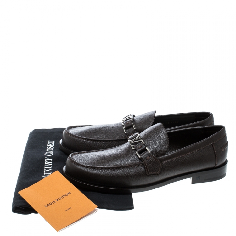 Pre Owned Louis Vuitton Brown Leather Major Loafers Size 42.5
